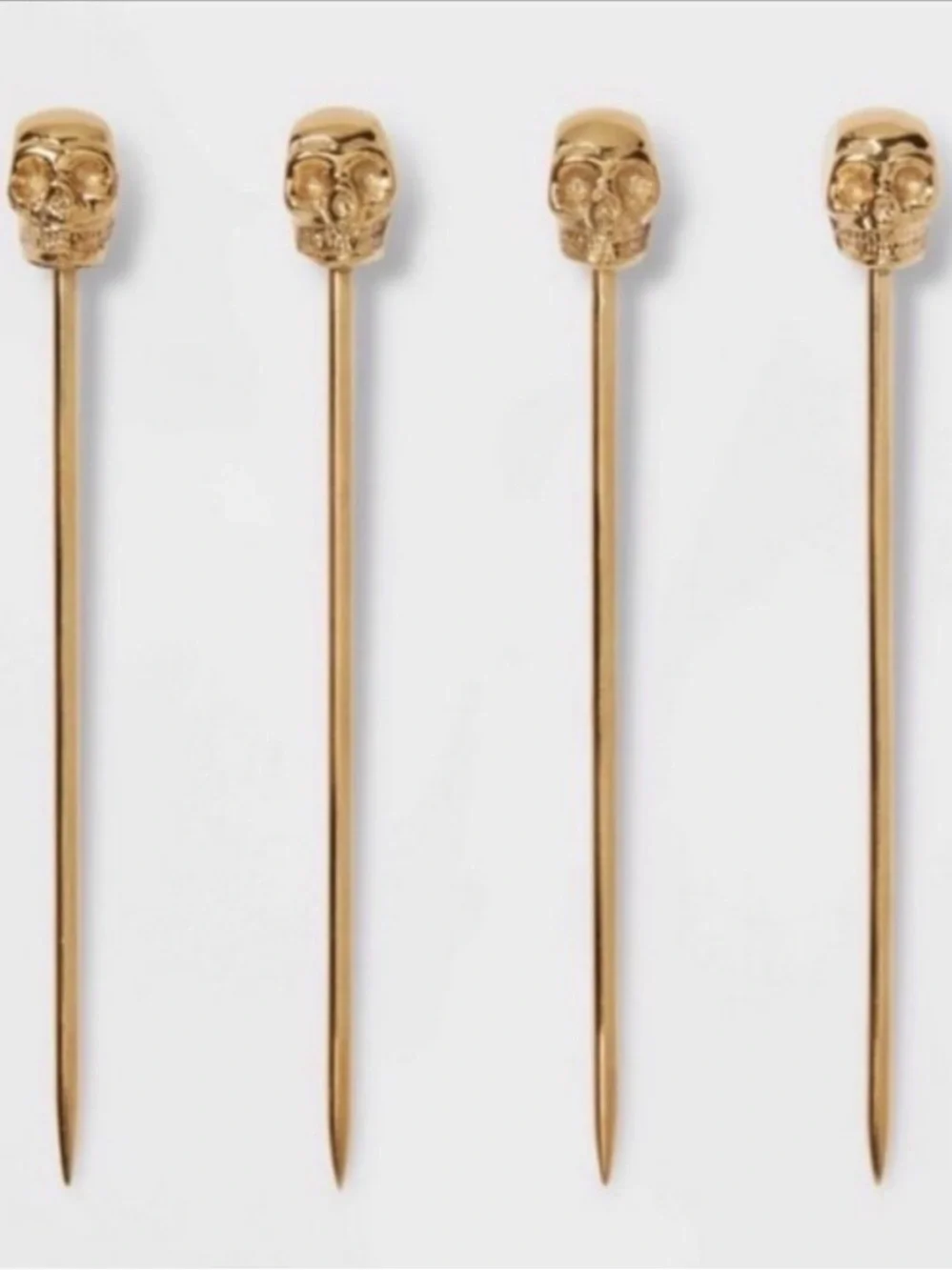 Threshold Gold Skull Drink Stirrers/Cocktail Picks - Set of 4 NEW
